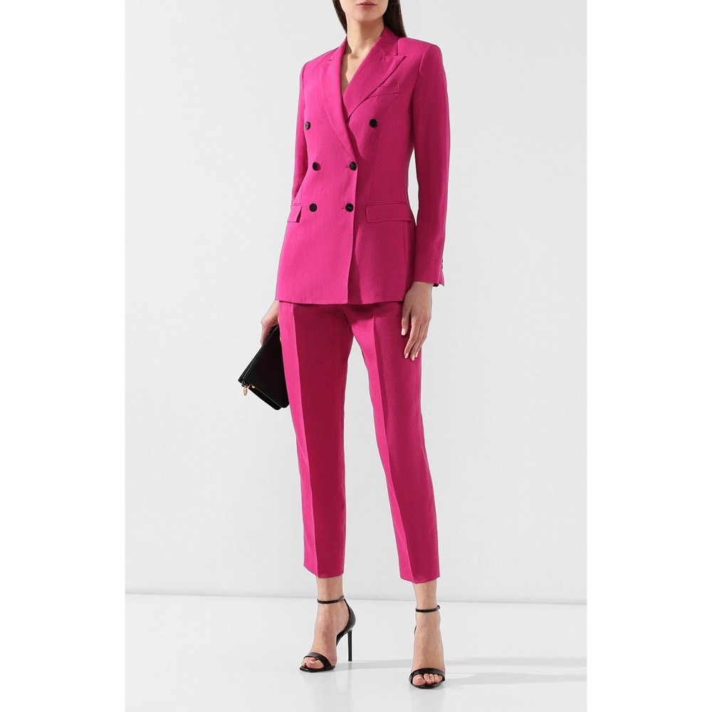 Theory Hot Pink 100% Linen Double Breasted Tailored Blazer Jacket Size 2 $595